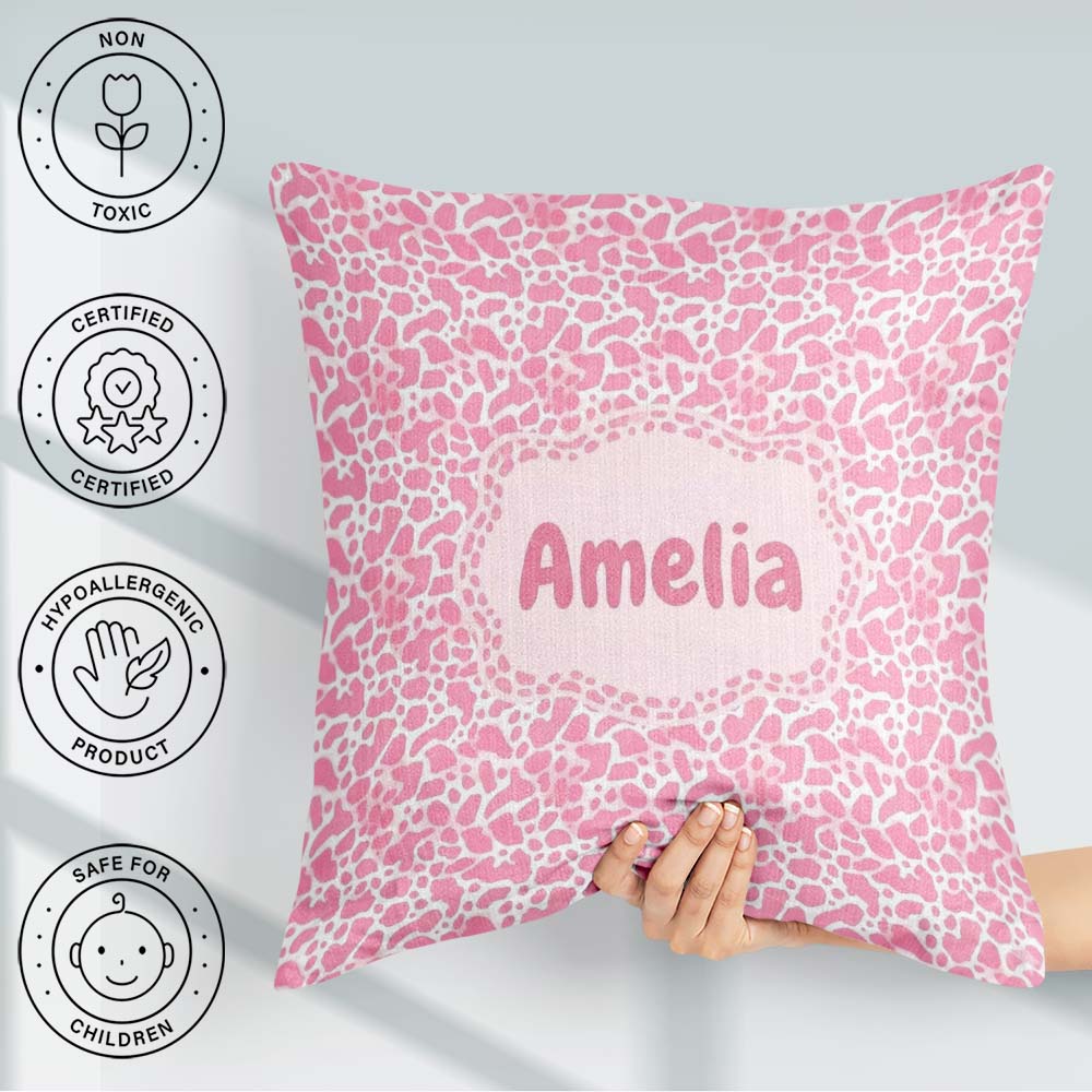 Custom Name Abstract Animal Print Seamless Pattern Organic Shape Square Filled Cushion Throw Pillow Sofa Bed Home Decor Zip Washable UK Made