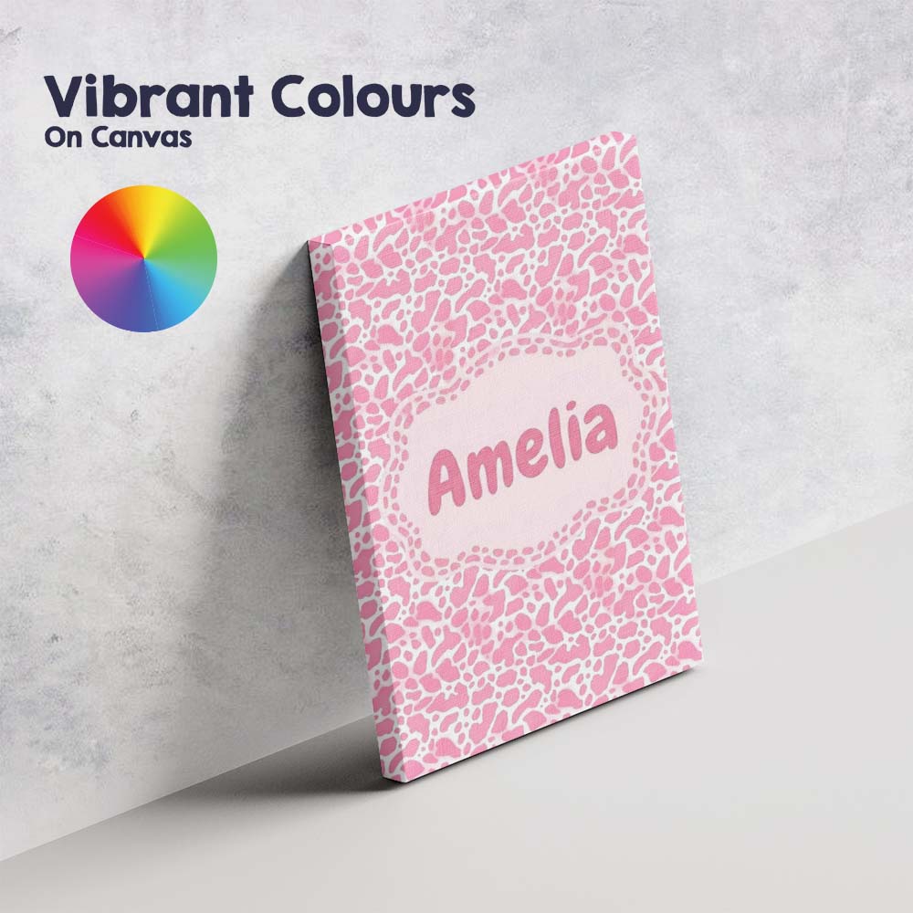 Personalised Name Pink Abstract Animal Custom Modern Room Accent Elegant Feature Canvas Wall Art Print Decor Picture Ready to Hang