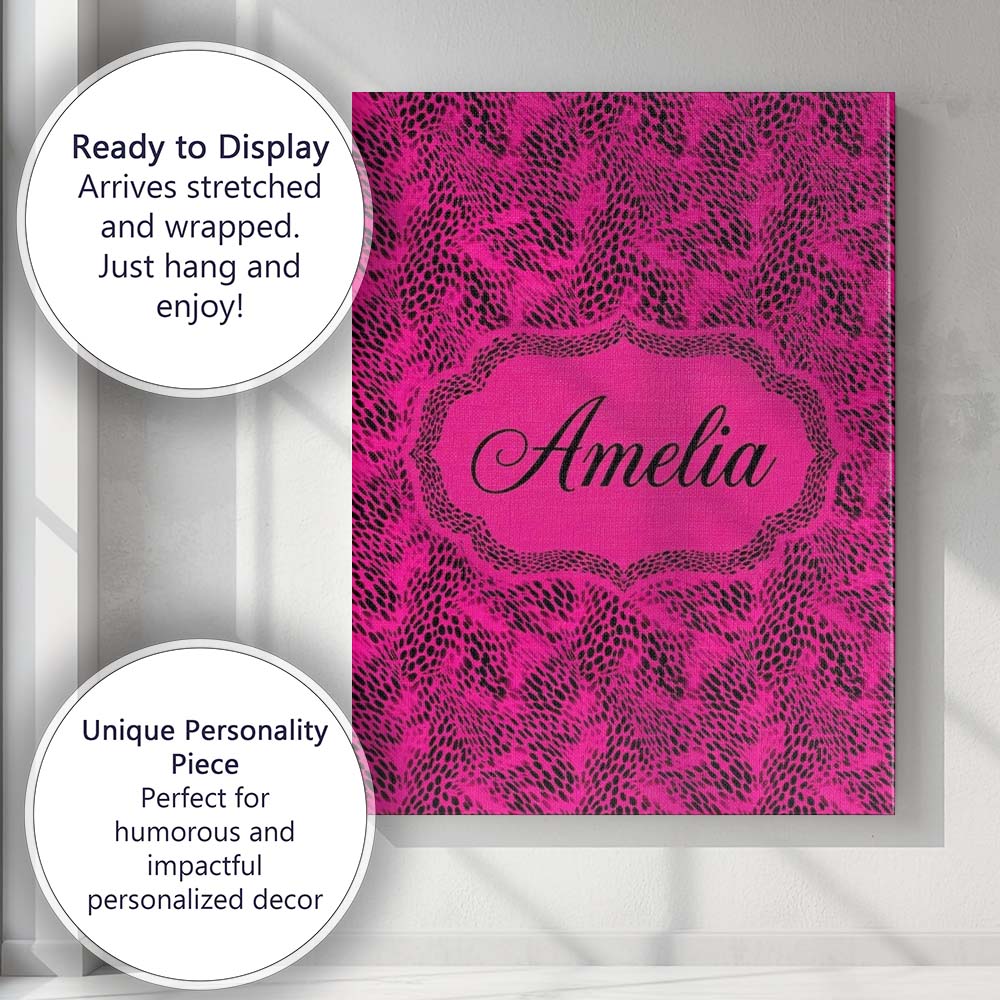 Personalised Name Pink Elongated Spot Custom Modern Room Accent Creative Decorator Style Canvas Wall Art Print Decor Picture Ready to Hang