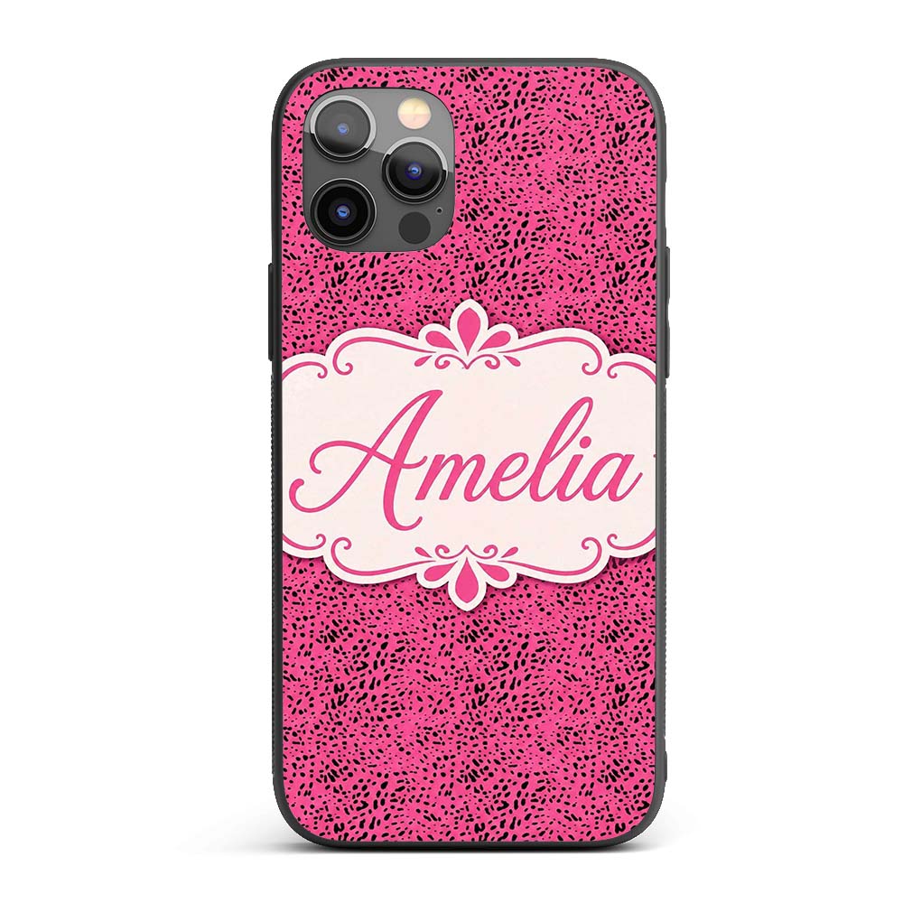 Soft Blush Pink Abstract Dotted Texture Seamless Custom Name Protective Phone Case Mobile Cover Durable Everyday Smartphone Shock Resistant