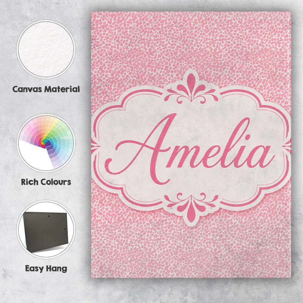 Personalised Name Pastel Pink Watercolour Custom Unique Gift Idea Elegant Feature Canvas Wall Art Print Decor Picture Ready to Hang