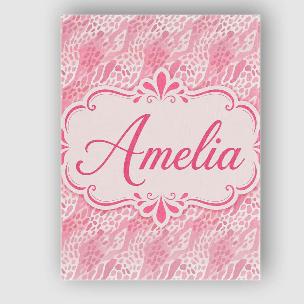 Personalised Name Deep Pink and Beige Custom Modern Room Accent Creative Decorator Style Canvas Wall Art Print Decor Picture Ready to Hang