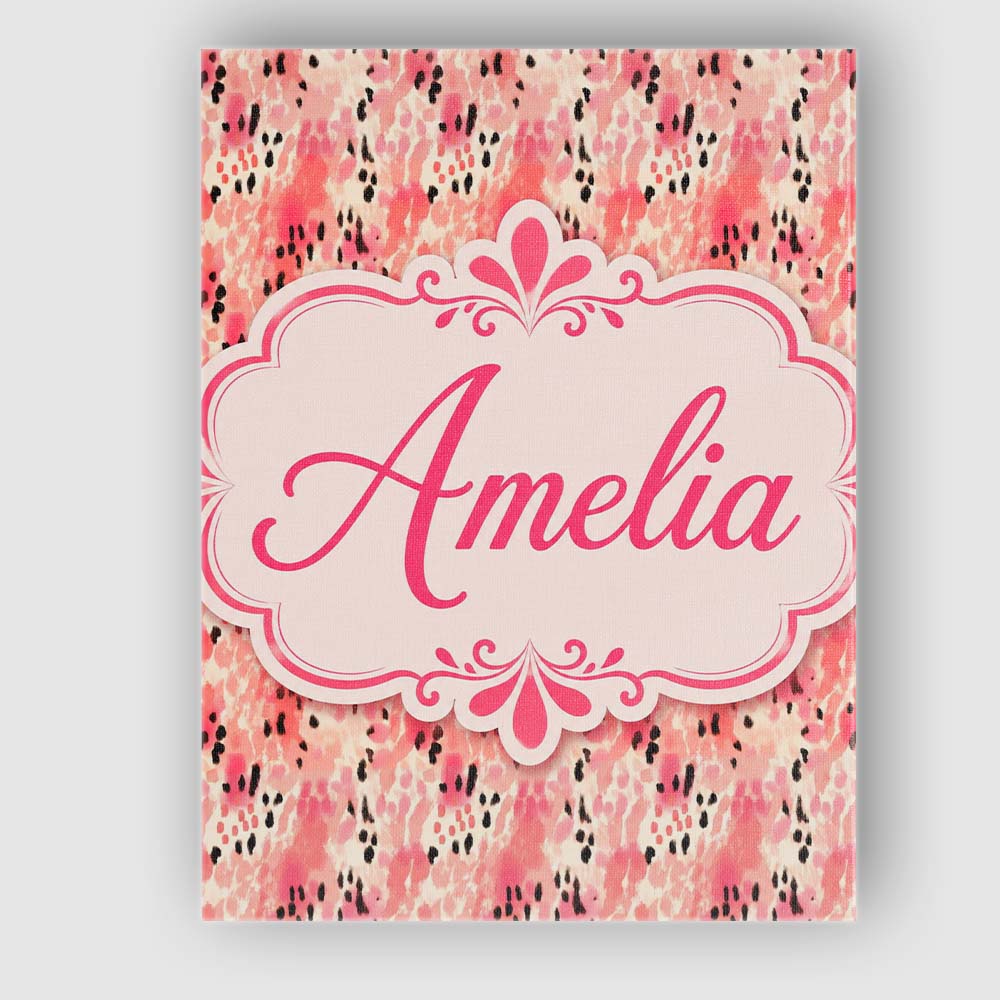 Personalised Name Pink Coral Watercolour Custom Unique Gift Idea Elegant Feature Canvas Wall Art Print Decor Picture Ready to Hang