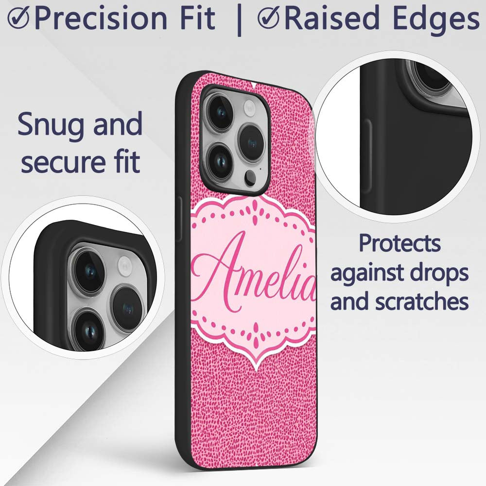 Hot Pink Dense Mini Dot Abstract Texture Seamless Custom Name Protective Phone Case Mobile Cover Durable Everyday Smartphone Shock Resistant