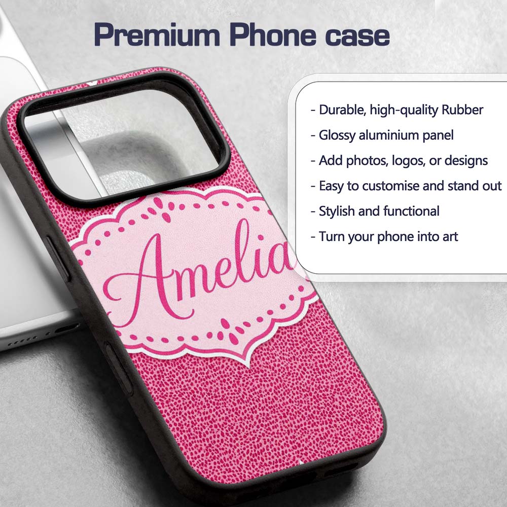 Hot Pink Dense Mini Dot Abstract Texture Seamless Custom Name Protective Phone Case Mobile Cover Durable Everyday Smartphone Shock Resistant