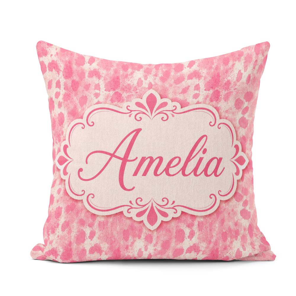 Custom Name Soft Pink Blotch Abstract Organic Seamless Pattern Square Filled Cushion Throw Pillow Sofa Bed Home Decor Zip Washable UK Made