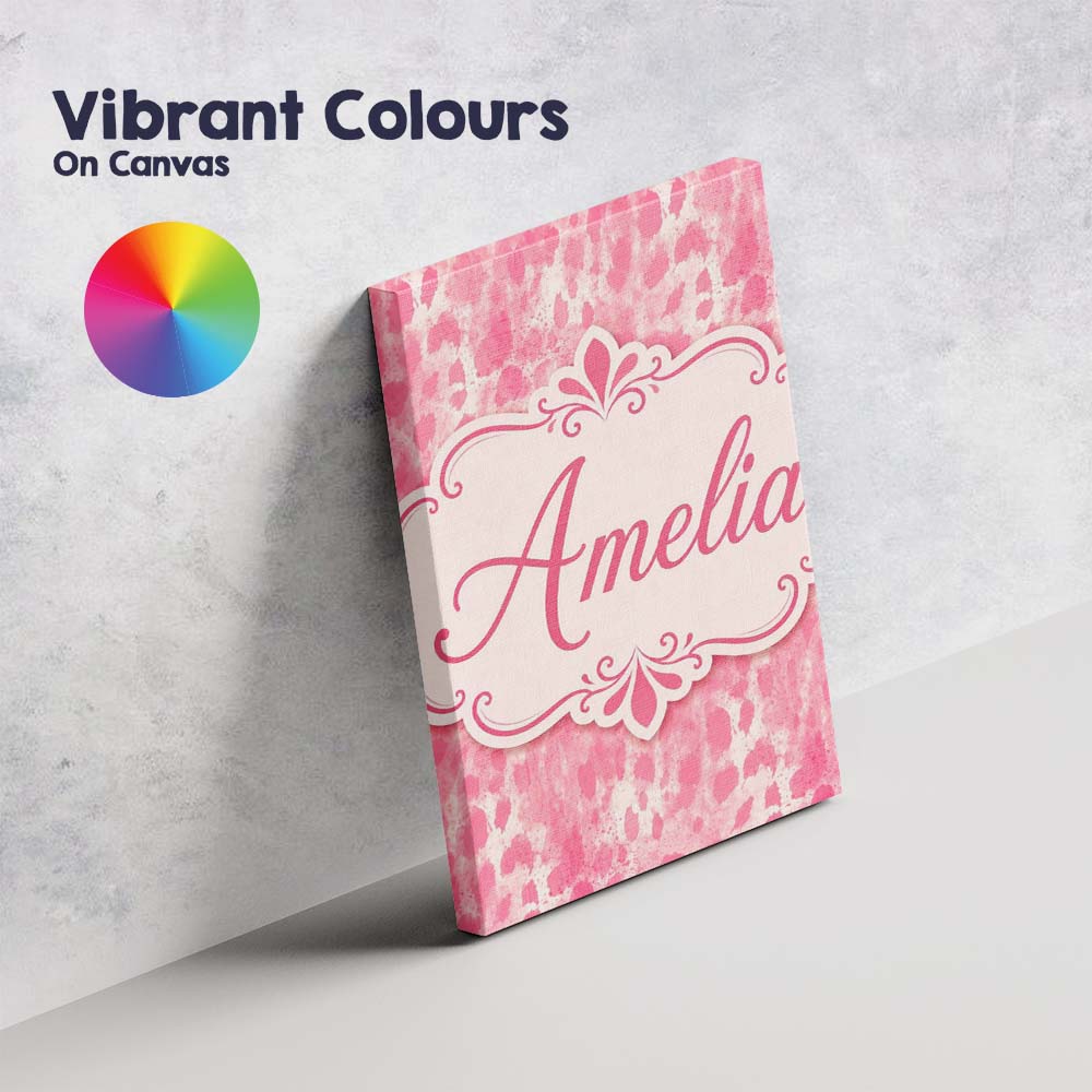 Personalised Name Soft Pink Watercolour Custom Modern Room Accent Elegant Feature Canvas Wall Art Print Decor Picture Ready to Hang