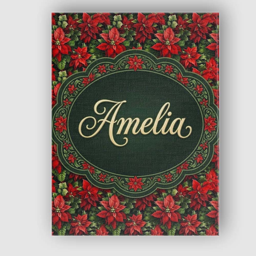 Personalised Name Bold Festive Poinsettia Custom Unique Gift Idea Elegant Feature Canvas Wall Art Print Decor Picture Ready to Hang