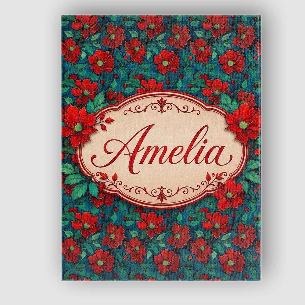Personalised Name Teal Background Red Custom Modern Room Accent Creative Decorator Style Canvas Wall Art Print Decor Picture Ready to Hang