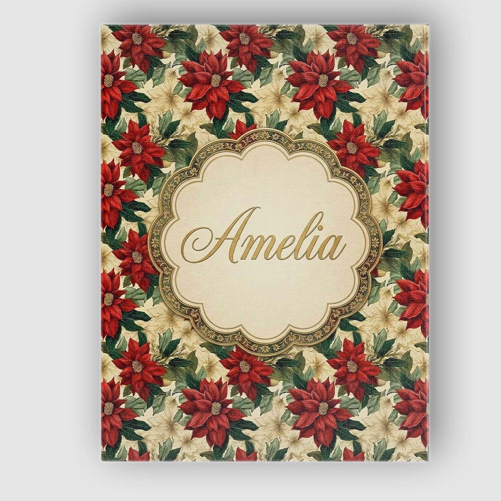 Personalised Name Cream Floral Poinsettia Custom Unique Gift Idea Elegant Feature Canvas Wall Art Print Decor Picture Ready to Hang