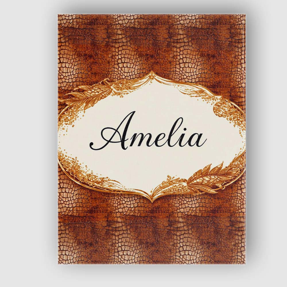 Personalised Name Brown Crocodile Leather Texture Pattern Charming Custom Unique Canvas Wall Art Print Decor Picture Ready to Hang