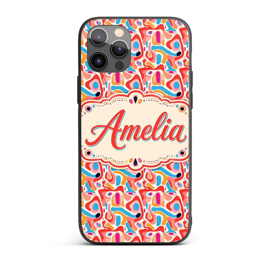 Abstract Organic Shapes Bright Colourful Seamless Custom Name Protective Phone Case Mobile Cover Durable Everyday Smartphone Shock Resistant