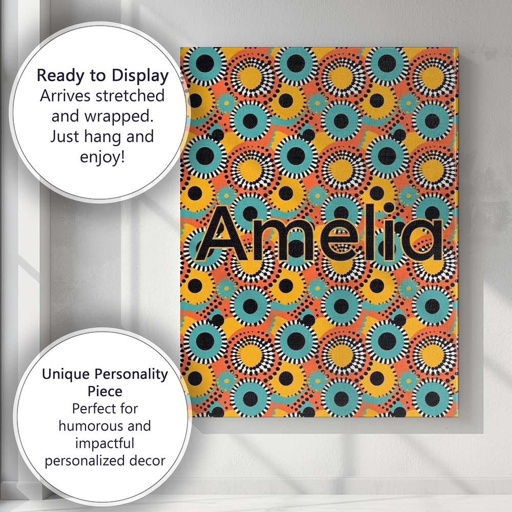 Personalised Name Geometric Circle Pattern Custom Unique Gift Idea Elegant Feature Canvas Wall Art Print Decor Picture Ready to Hang