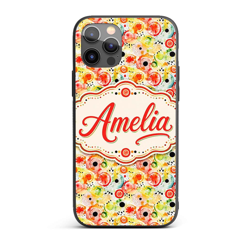 Watercolor Floral Dot Pattern Soft Printed Design Custom Name Protective Phone Case Mobile Cover Durable Everyday Smartphone Shock Resistant
