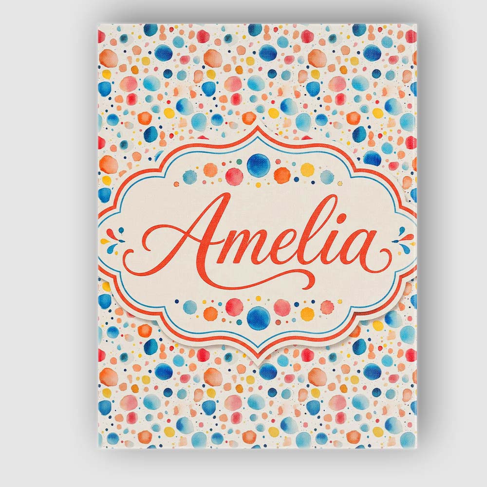Personalised Name Watercolor Polka Dot Custom Modern Room Accent Elegant Feature Canvas Wall Art Print Decor Picture Ready to Hang
