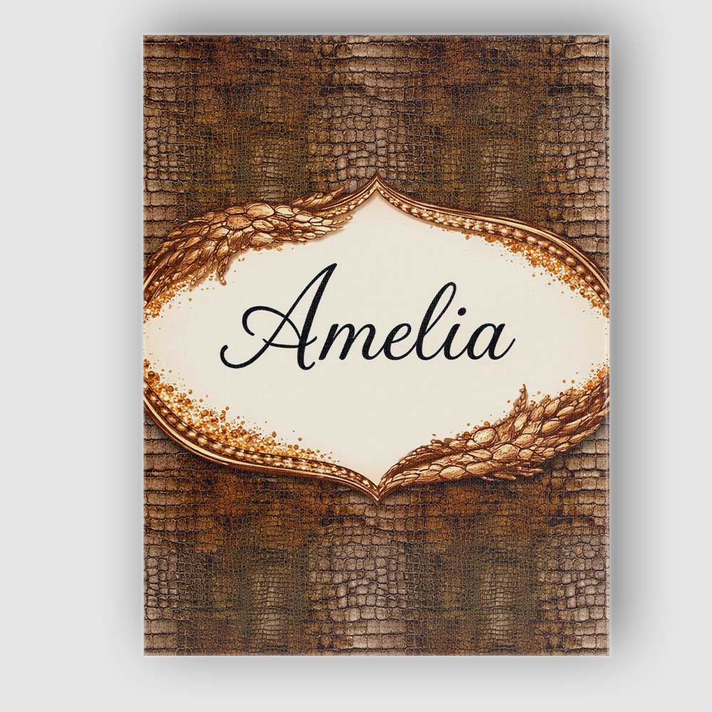 Personalised Name Dark Brown Crocodile Texture Pattern Realistic Custom Interior Canvas Wall Art Print Decor Picture Ready to Hang