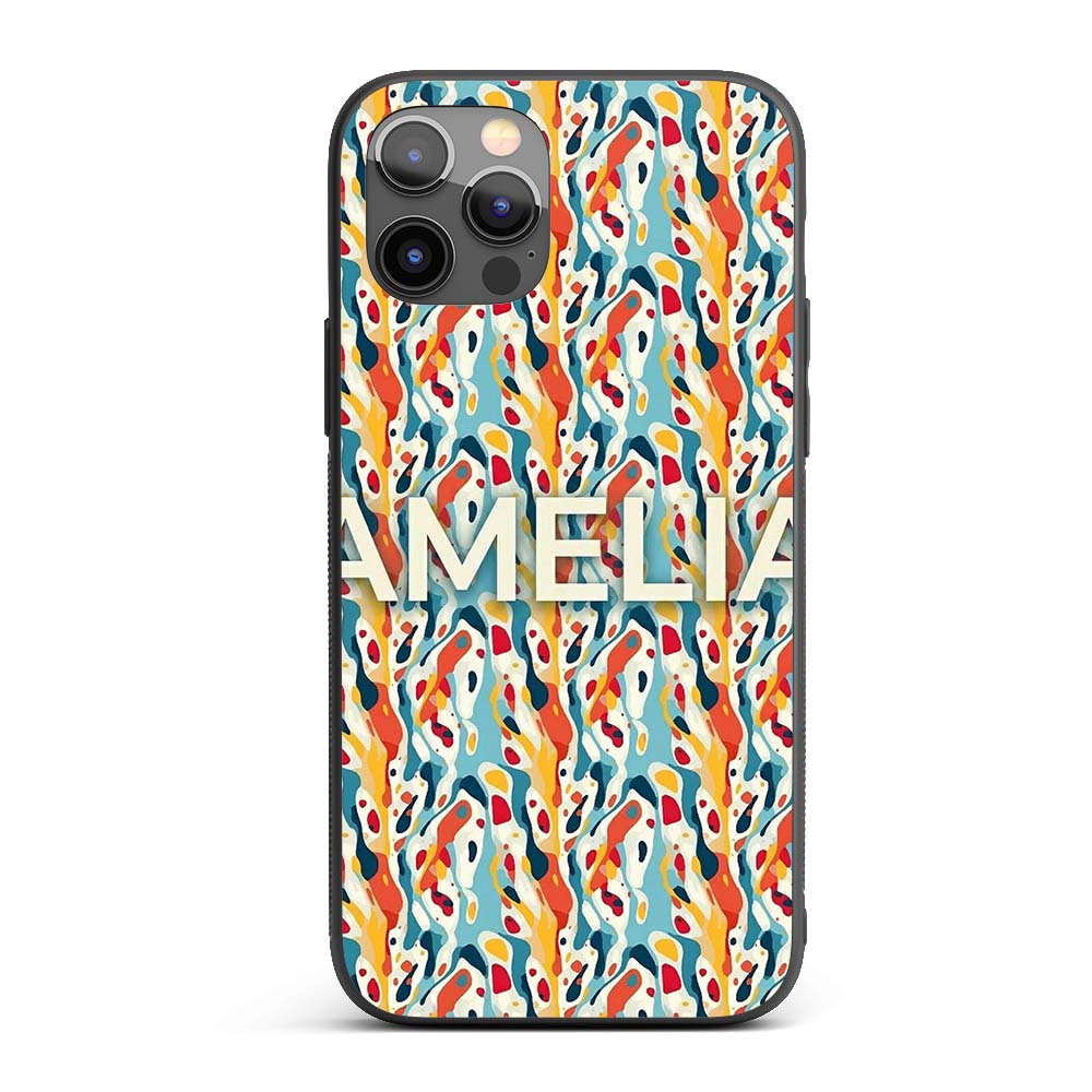 Abstract Organic Shapes Pattern Modern Seamless Custom Name Protective Phone Case Mobile Cover Durable Everyday Smartphone Shock Resistant