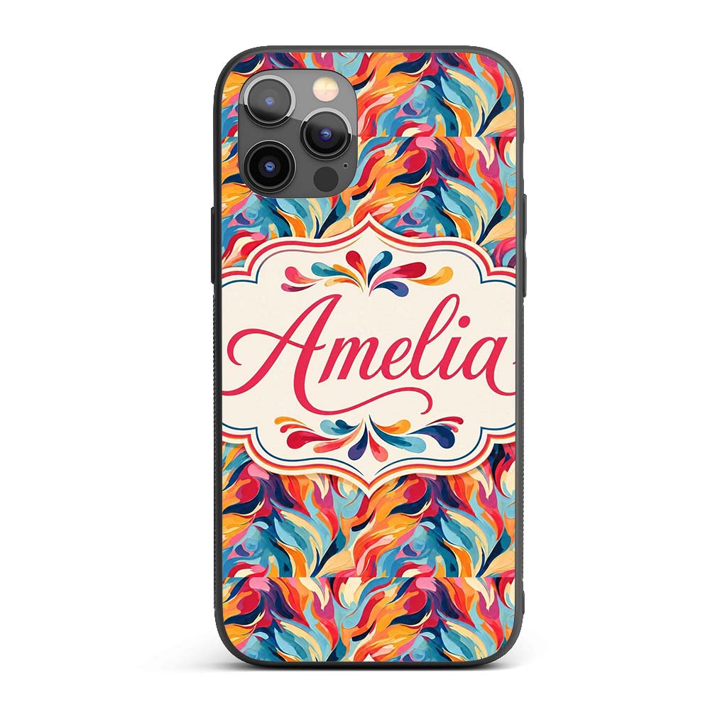Vibrant Abstract Fluid Paint Pattern Colorful Custom Name Protective Phone Case Mobile Cover Durable Everyday Smartphone Shock Resistant
