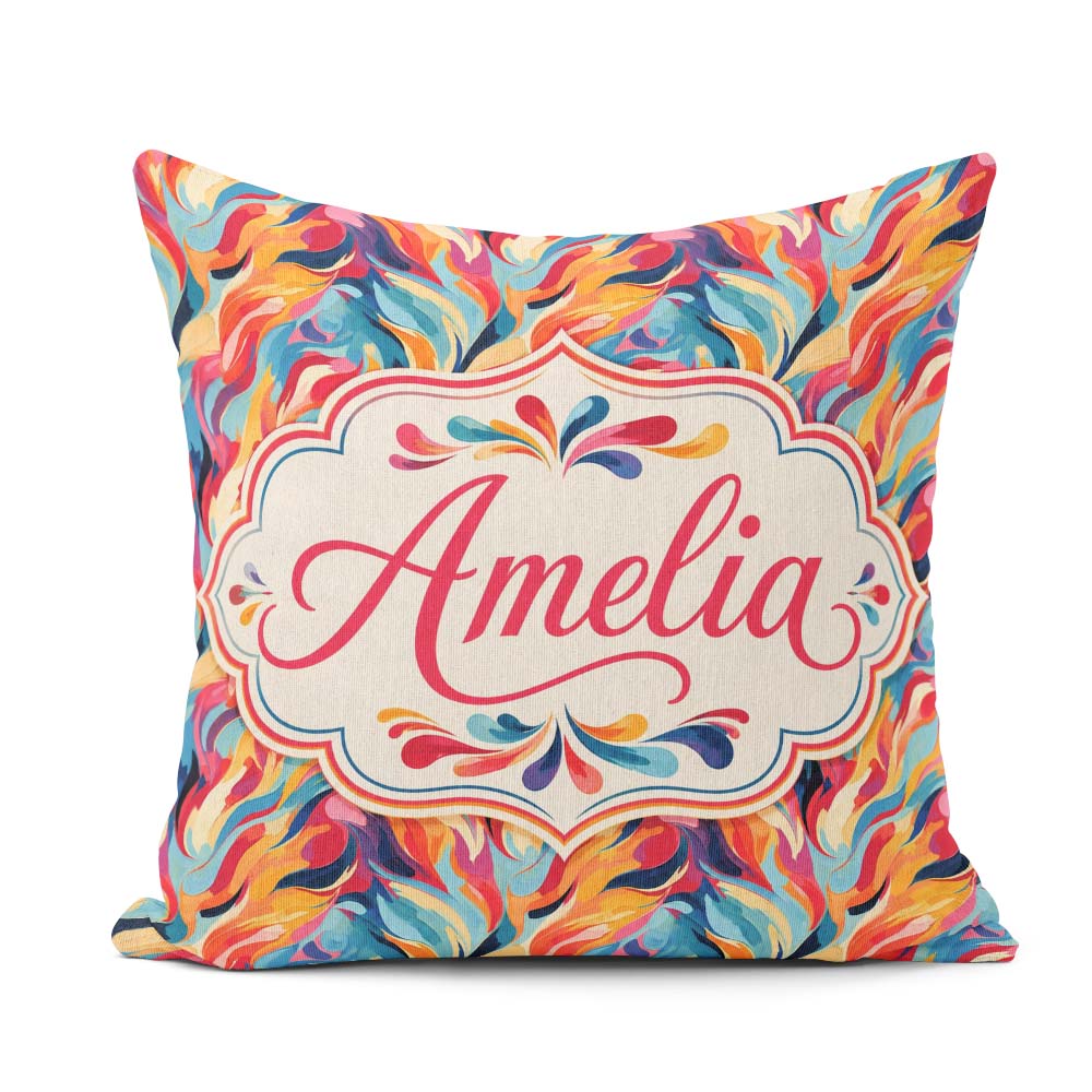 Custom Name Vibrant Abstract Pattern Colorful Artistic Seamless Square Filled Cushion Throw Pillow Sofa Bed Home Decor Zip Washable UK Made
