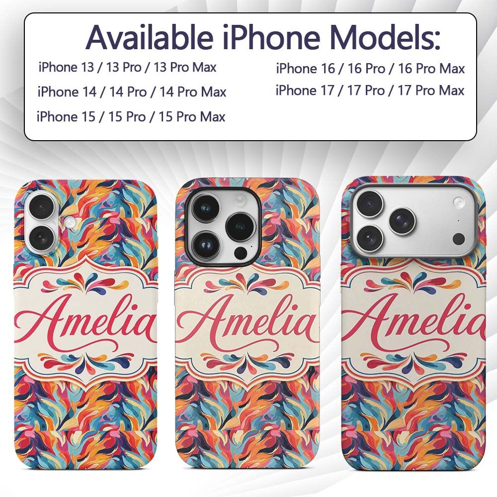 Vibrant Abstract Fluid Paint Pattern Colorful Custom Name Protective Phone Case Mobile Cover Durable Everyday Smartphone Shock Resistant