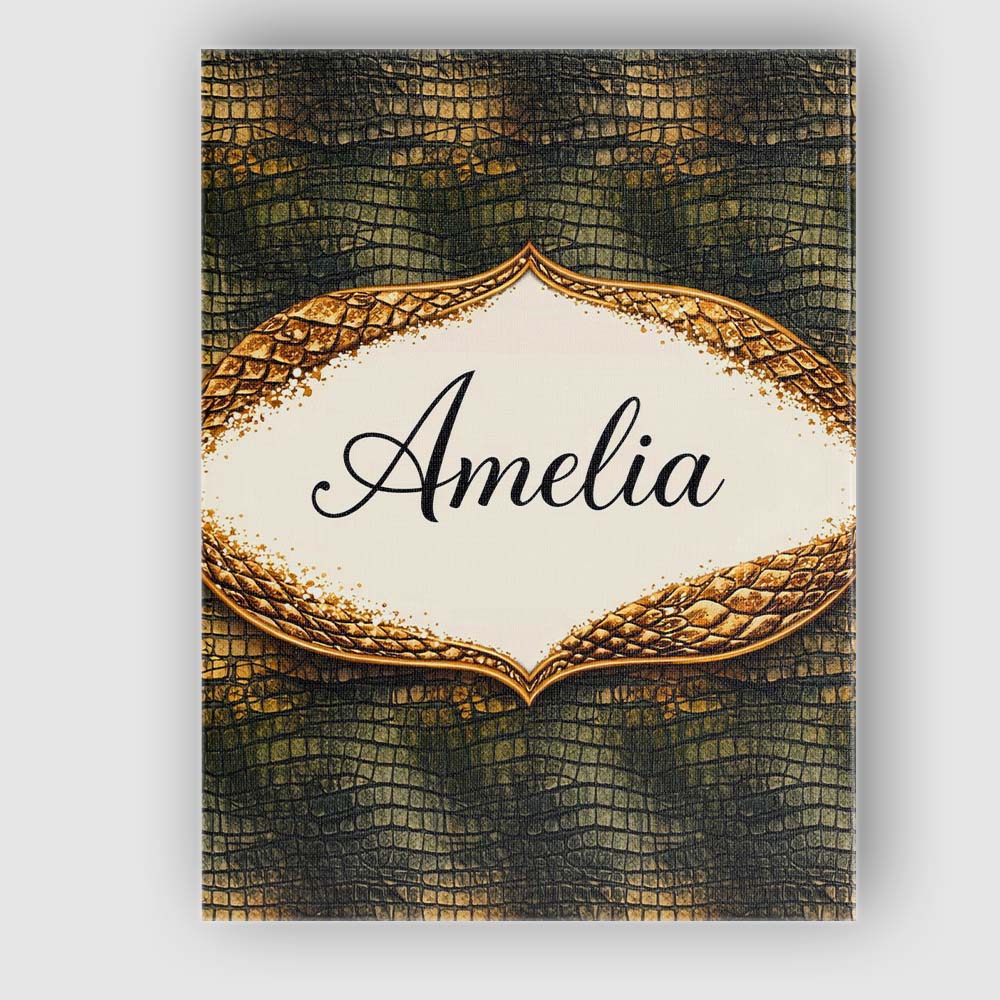 Personalised Name Aqua Green Crocodile Texture Pattern Watercolour Custom Unique Canvas Wall Art Print Decor Picture Ready to Hang