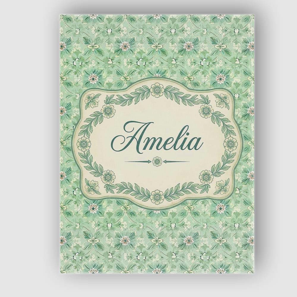 Personalised Name Elegant Green Floral Custom Unique Gift Idea Modern Room Accent Canvas Wall Art Print Decor Picture Ready to Hang