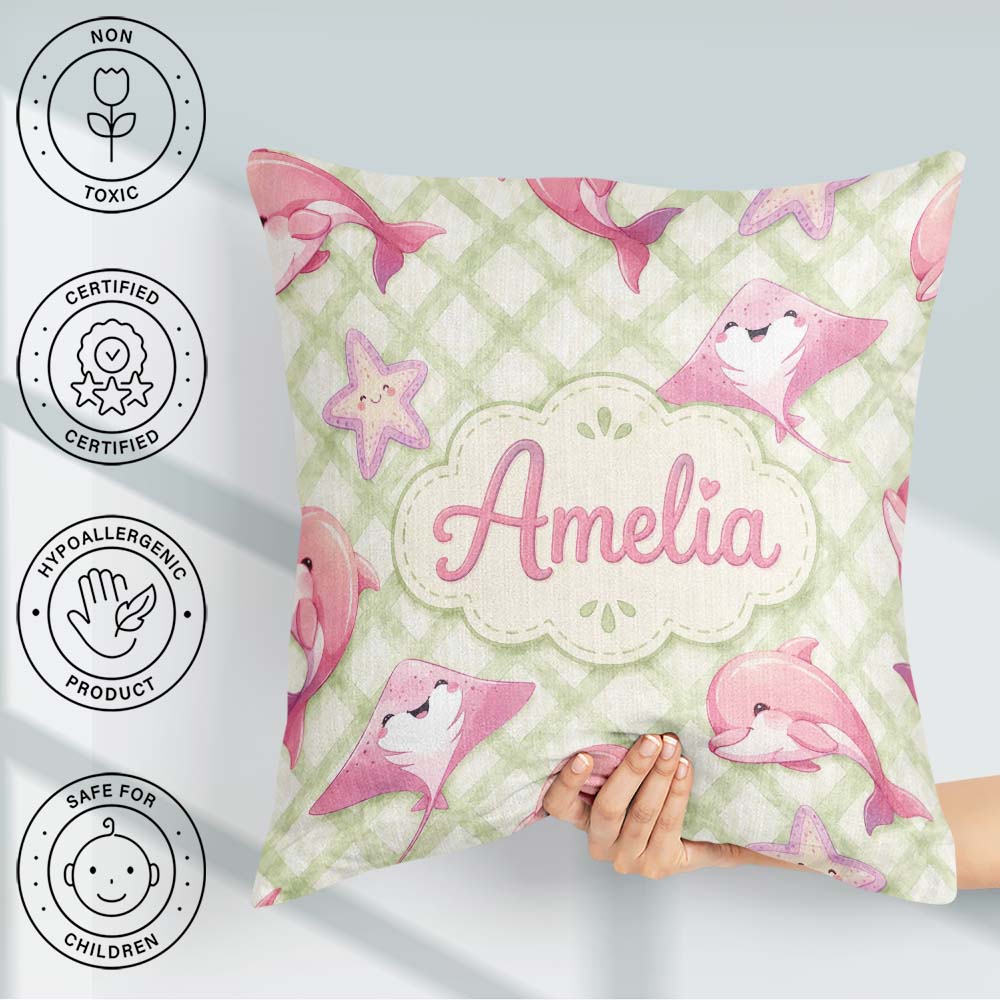 Custom Name Abstract Green Watercolor Diamond Lattice Background Square Filled Cushion Throw Pillow Sofa Bed Home Decor Zip Washable UK Made