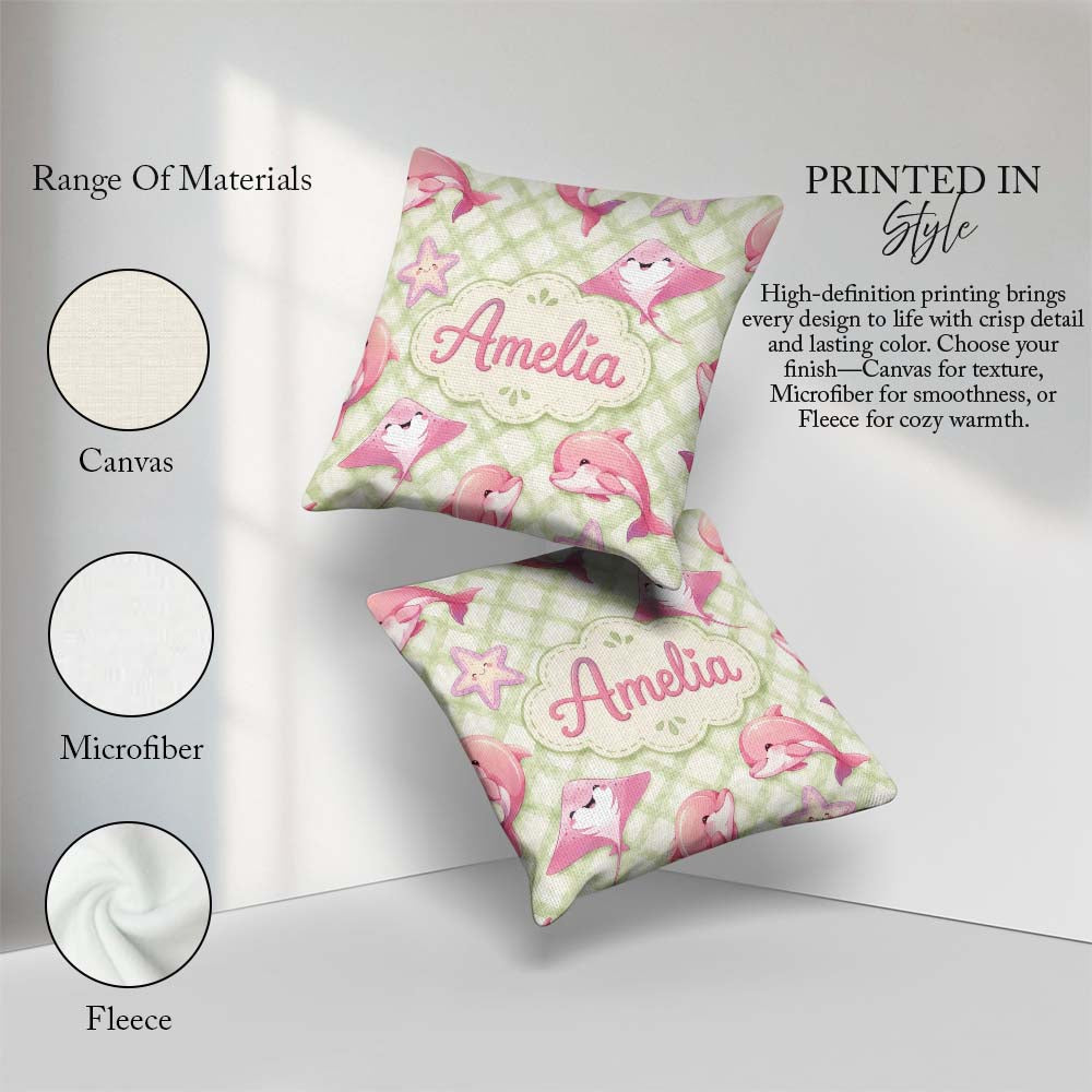 Custom Name Abstract Green Watercolor Diamond Lattice Background Square Filled Cushion Throw Pillow Sofa Bed Home Decor Zip Washable UK Made