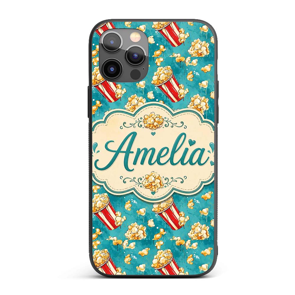 Popcorn Buckets and Kernels Fun Snack Seamless Custom Name Protective Phone Case Mobile Cover Durable Everyday Smartphone Shock Resistant