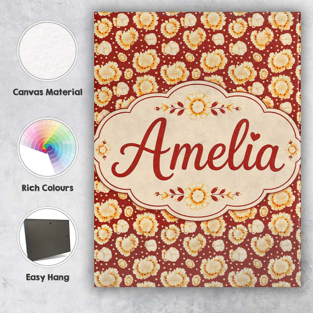 Personalised Name Butter Popcorn Bursts on Custom Unique Gift Idea Elegant Feature Canvas Wall Art Print Decor Picture Ready to Hang