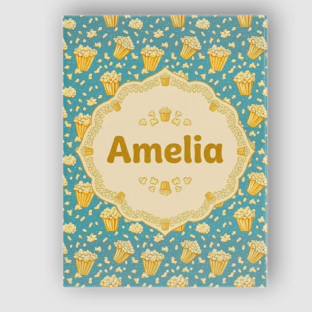 Personalised Name Golden Popcorn Buckets Custom Unique Gift Idea Elegant Feature Canvas Wall Art Print Decor Picture Ready to Hang