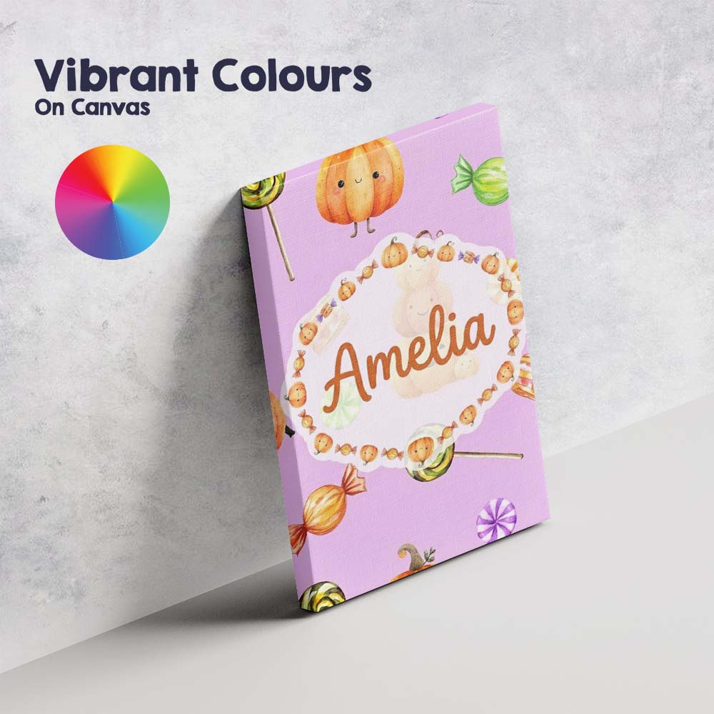 Personalised Name Cute Watercolor Pumpkins Custom Unique Gift Idea Elegant Feature Canvas Wall Art Print Decor Picture Ready to Hang