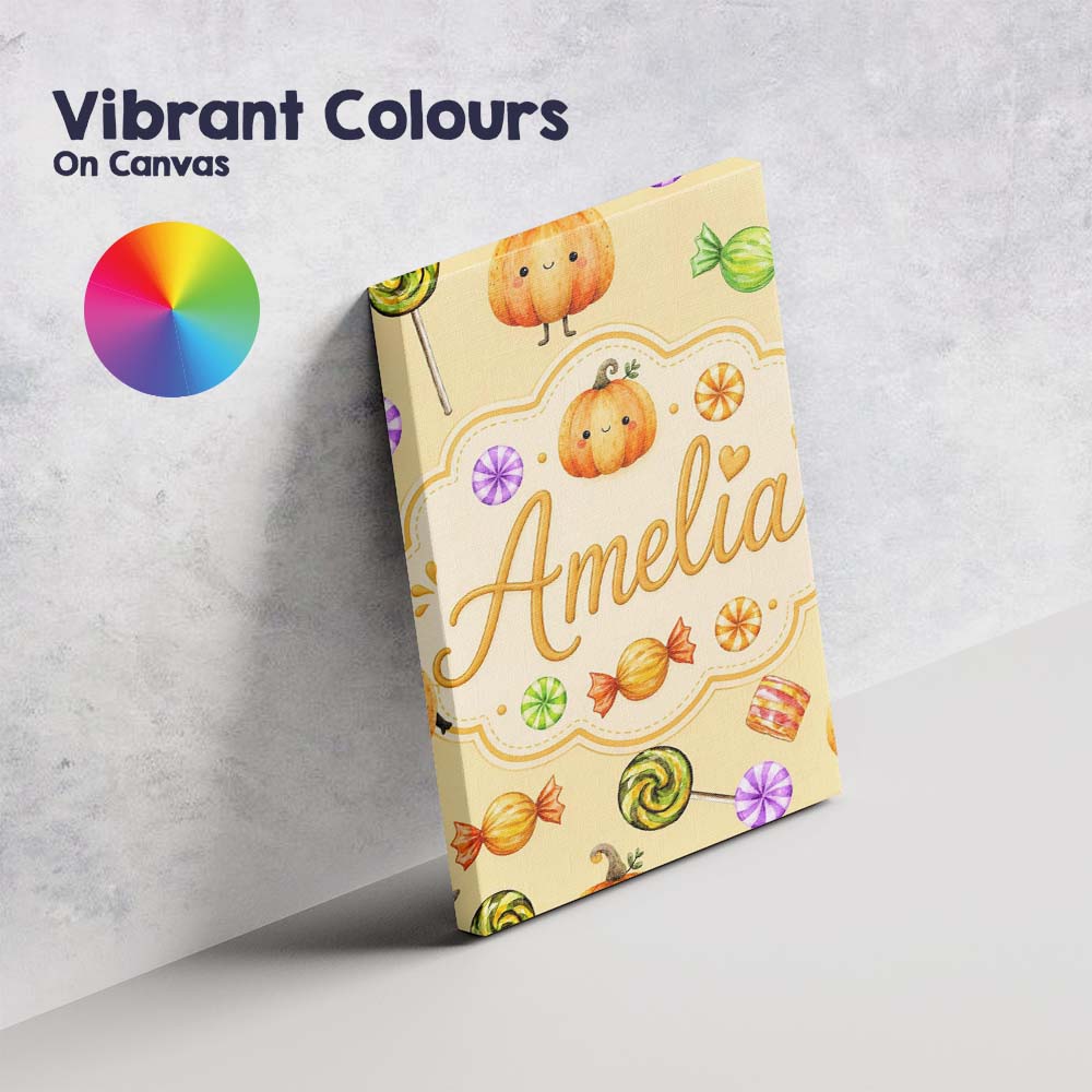Personalised Name Cute Watercolor Pumpkins Custom Unique Gift Idea Elegant Feature Canvas Wall Art Print Decor Picture Ready to Hang