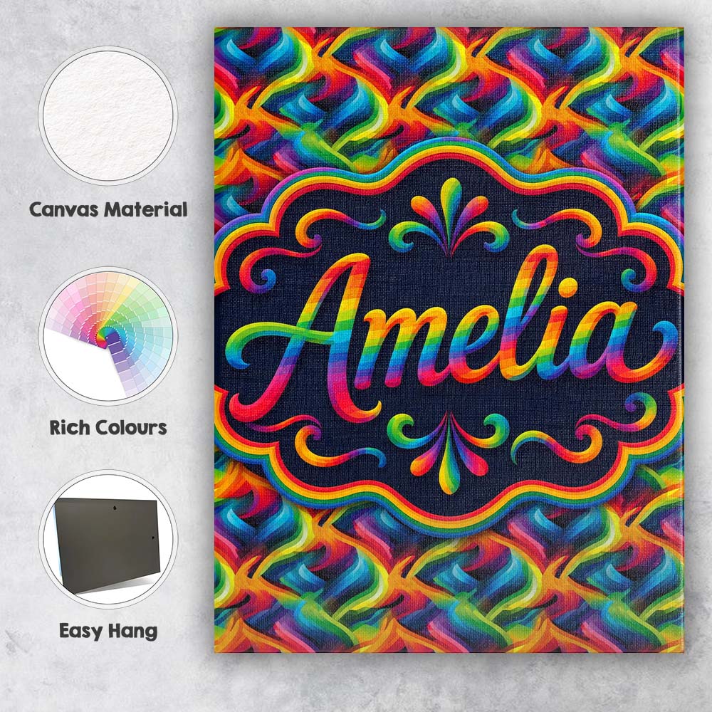 Personalised Name Bold Multicolour Abstract Custom Bespoke Interior Contemporary Canvas Wall Art Print Decor Picture Ready to Hang