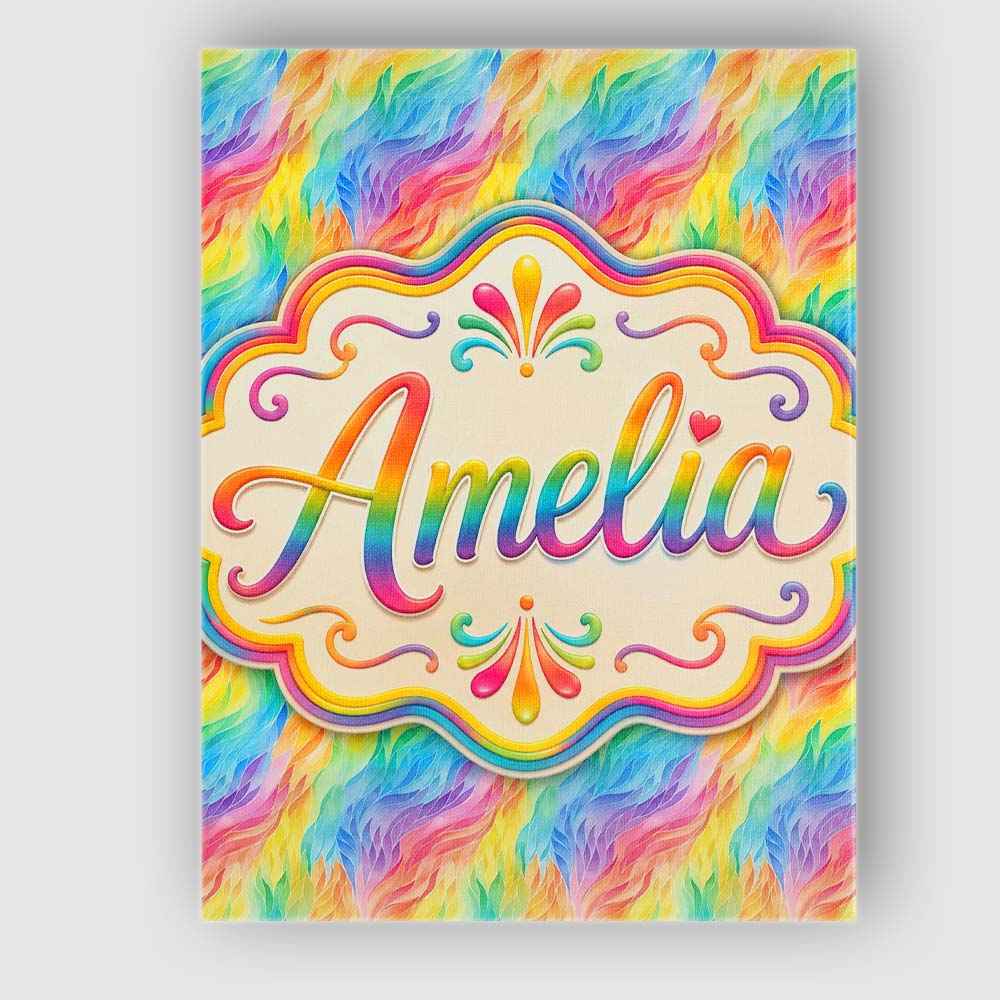 Personalised Name Flowing Rainbow Feather Custom Unique Gift Idea Elegant Feature Canvas Wall Art Print Decor Picture Ready to Hang