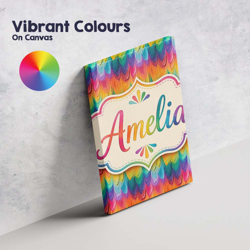 Personalised Name Rich Rainbow Fluid Marble Custom Bespoke Interior Contemporary Canvas Wall Art Print Decor Picture Ready to Hang