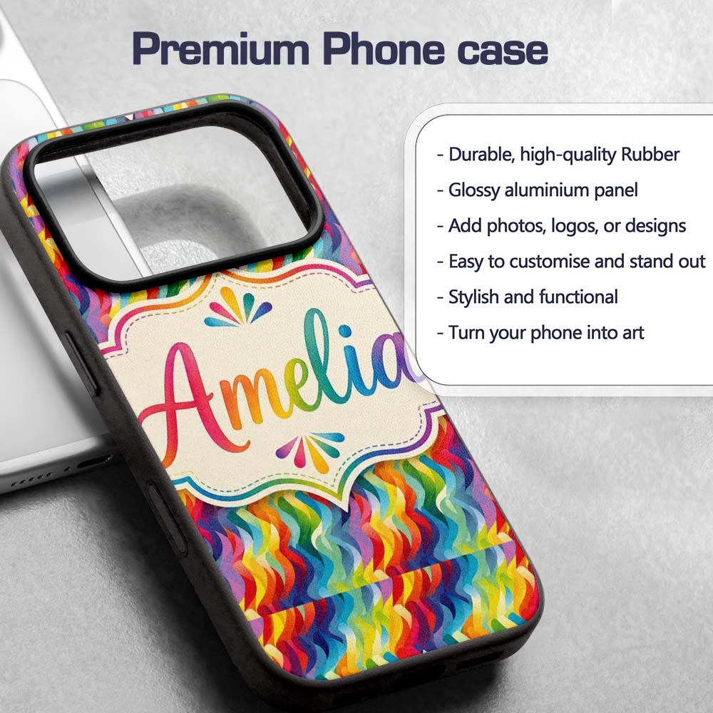Horizontal Rainbow Ripple Wave Lines Seamless Custom Name Protective Phone Case Mobile Cover Durable Everyday Smartphone Shock Resistant