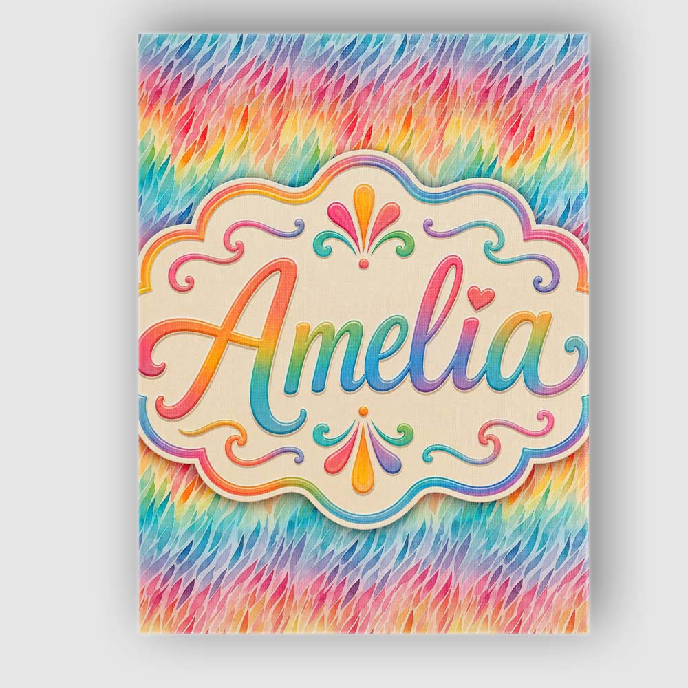 Personalised Name Geometric Rainbow Curved Custom Unique Gift Idea Elegant Feature Canvas Wall Art Print Decor Picture Ready to Hang