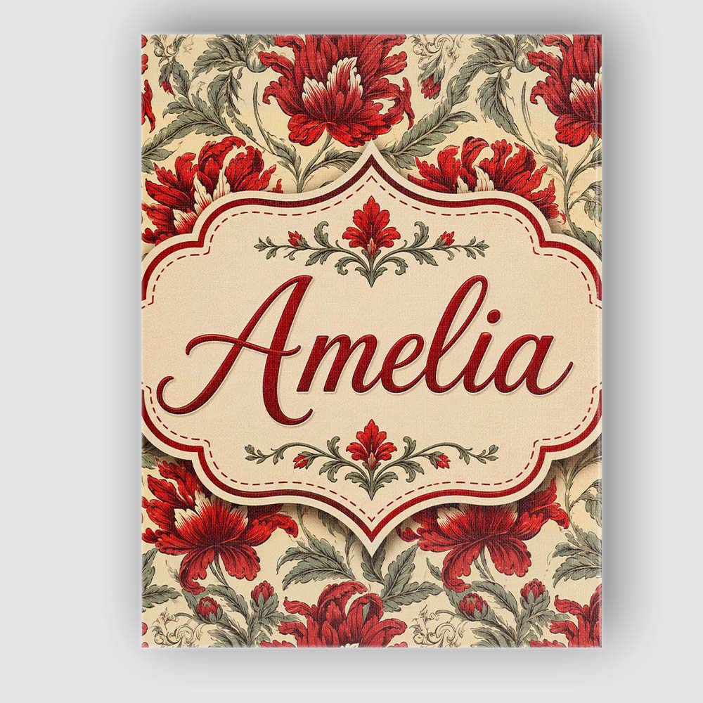 Personalised Name Watercolor Red Botanical Custom Unique Gift Idea Elegant Feature Canvas Wall Art Print Decor Picture Ready to Hang