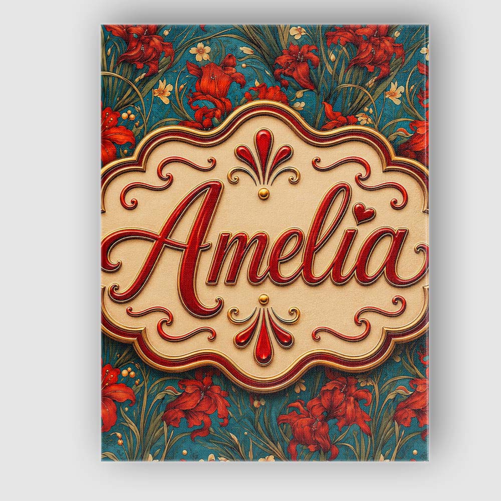Personalised Name Red Lily Floral Garden Custom Unique Gift Idea Elegant Feature Canvas Wall Art Print Decor Picture Ready to Hang