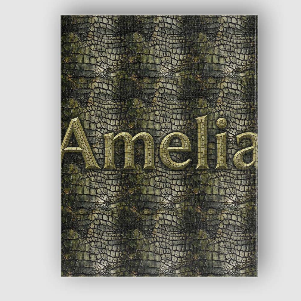 Personalised Name Dark Olive Crocodile Texture Pattern Natural Custom Modern Room Accent Canvas Wall Art Print Decor Picture Ready to Hang