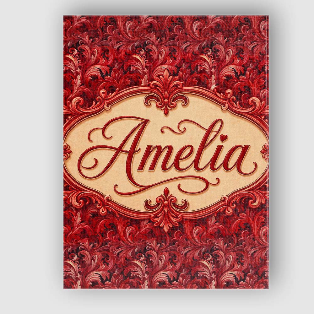 Personalised Name Luxury Deep Red Ornamental Custom Bespoke Contemporary Display Canvas Wall Art Print Decor Picture Ready to Hang