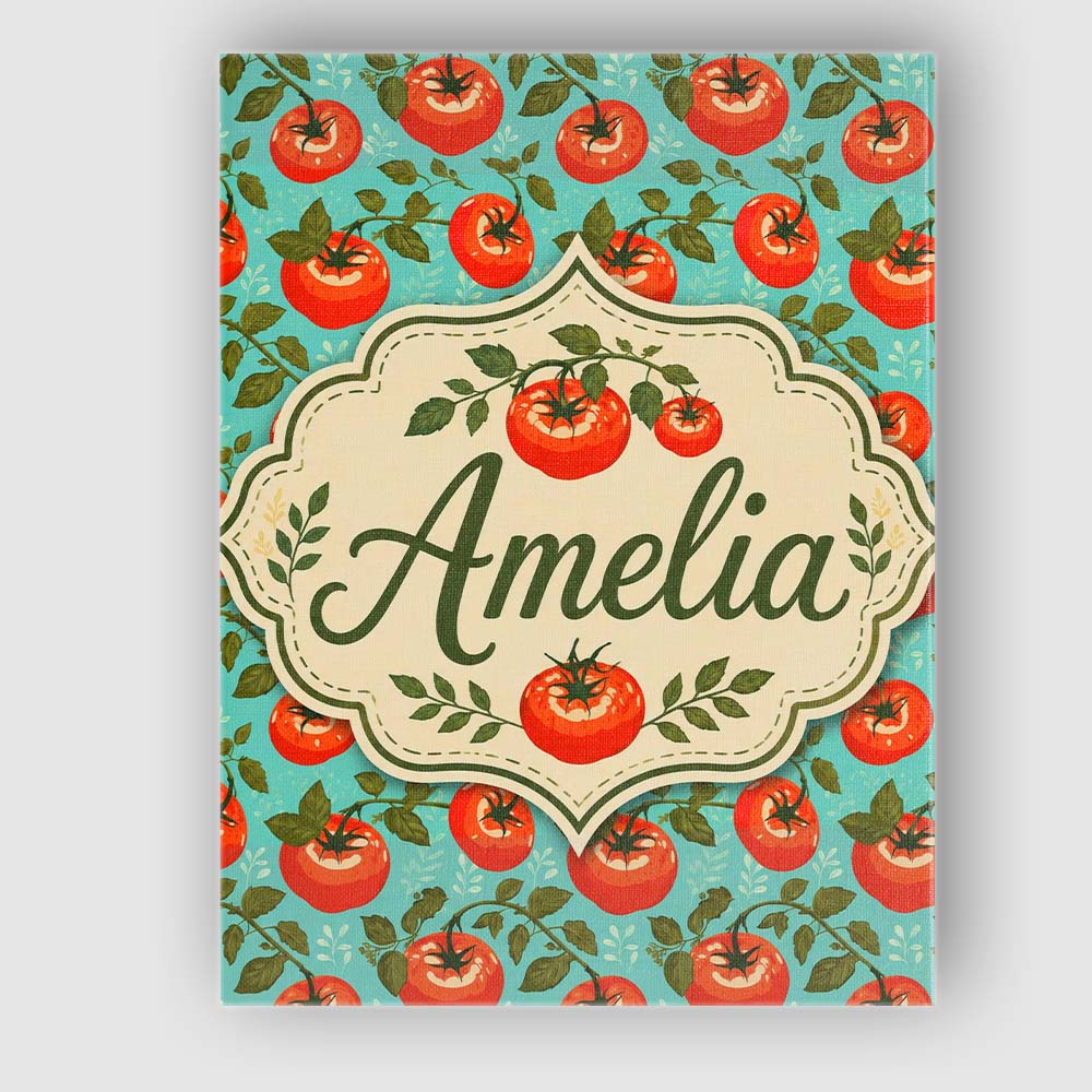 Personalised Name Bright Tomato Vine Custom Premium Decorative Design Modern Room Accent Canvas Wall Art Print Decor Picture Ready to Hang