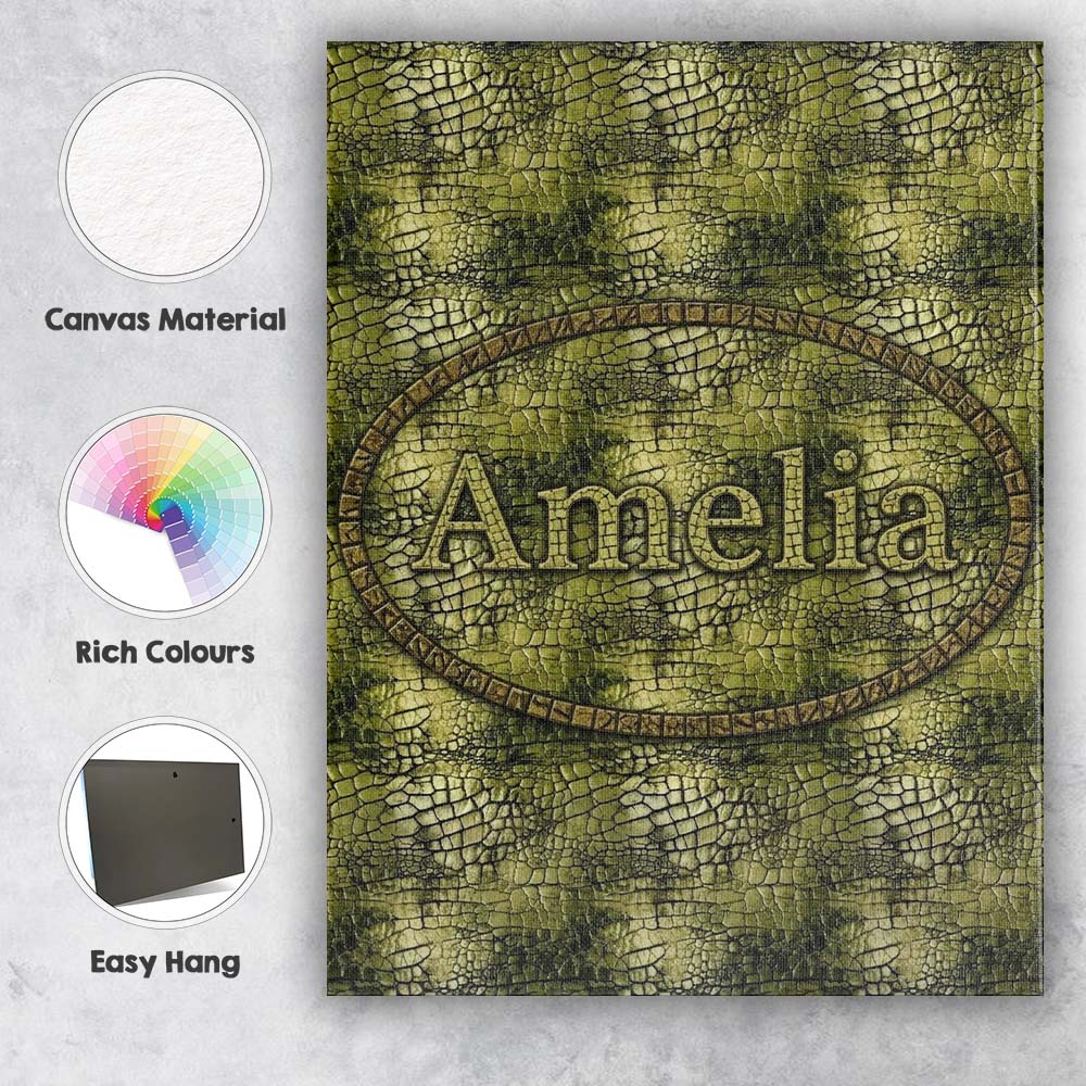 Personalised Name Rustic Mixed Tone Crocodile Texture Pattern Custom Contemporary Display Canvas Wall Art Print Decor Picture Ready to Hang