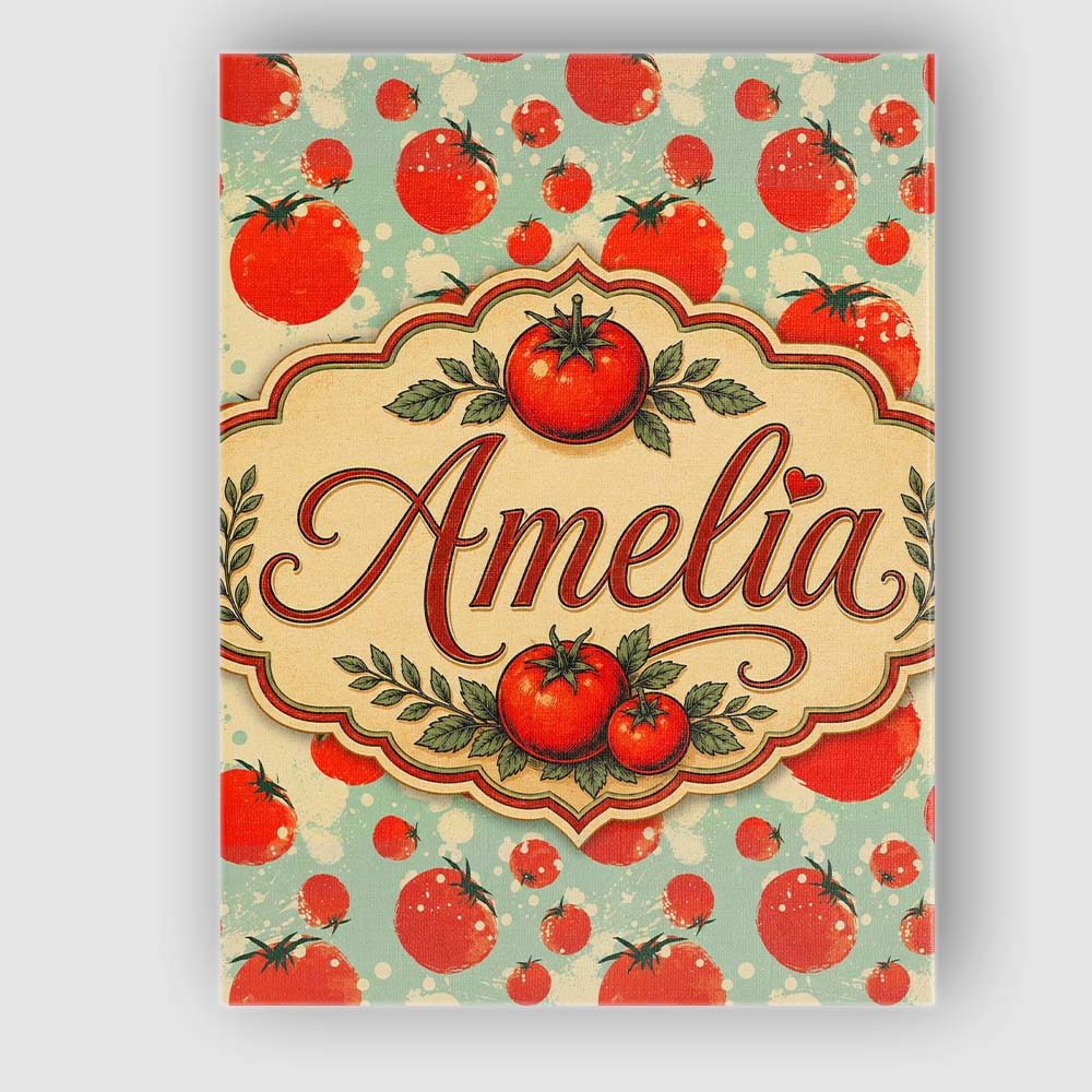 Personalised Name Playful Red Tomatoes Custom Modern Room Accent Elegant Feature Canvas Wall Art Print Decor Picture Ready to Hang