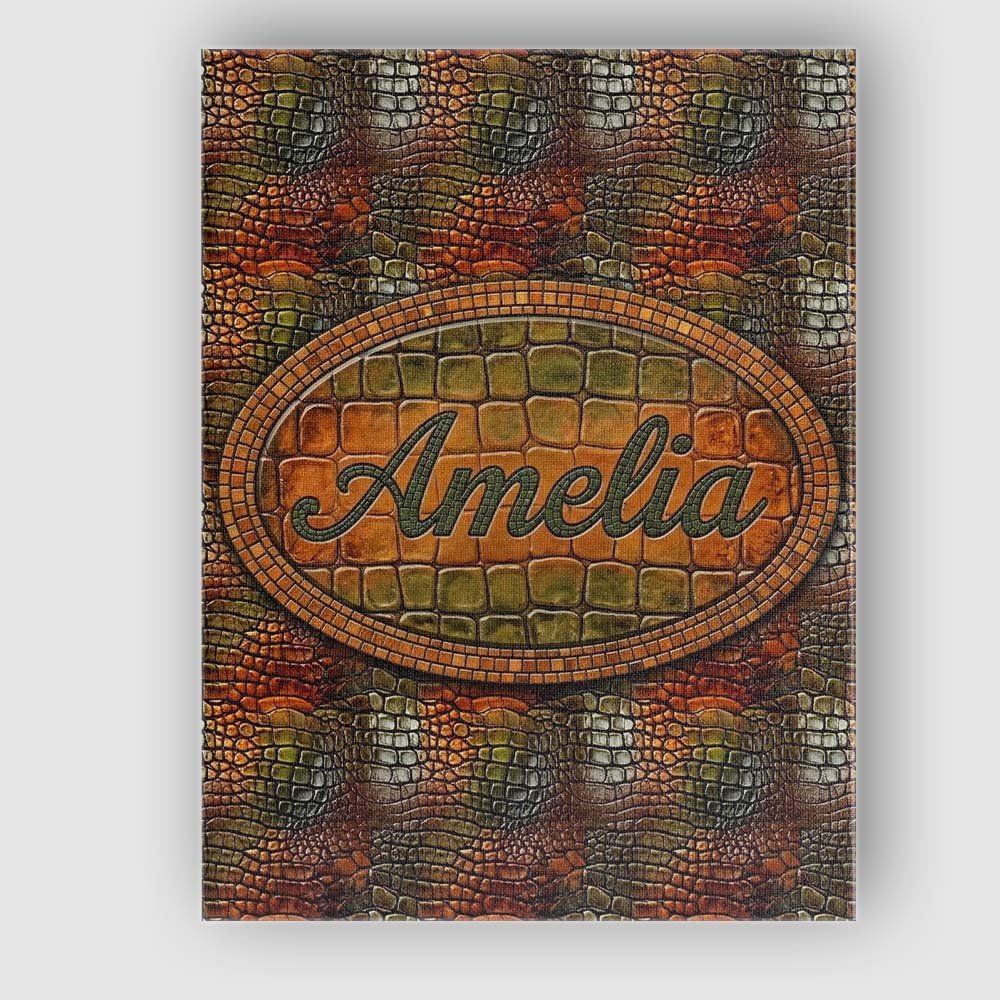 Personalised Name Moss Green Crocodile Texture Pattern Natural Custom Modern Room Accent Canvas Wall Art Print Decor Picture Ready to Hang