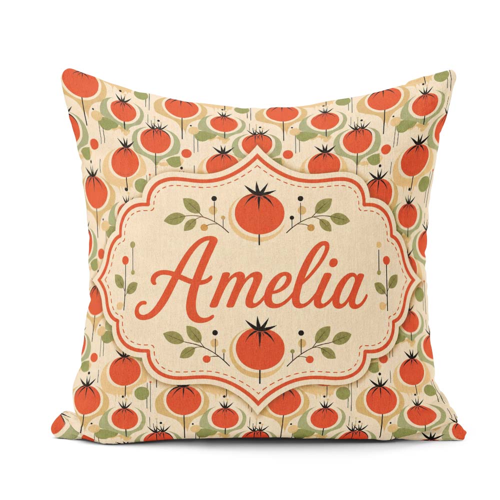 Custom Name Mid Century Modern Circles Abstract Seamless Pattern Square Filled Cushion Throw Pillow Sofa Bed Home Decor Zip Washable UK Made