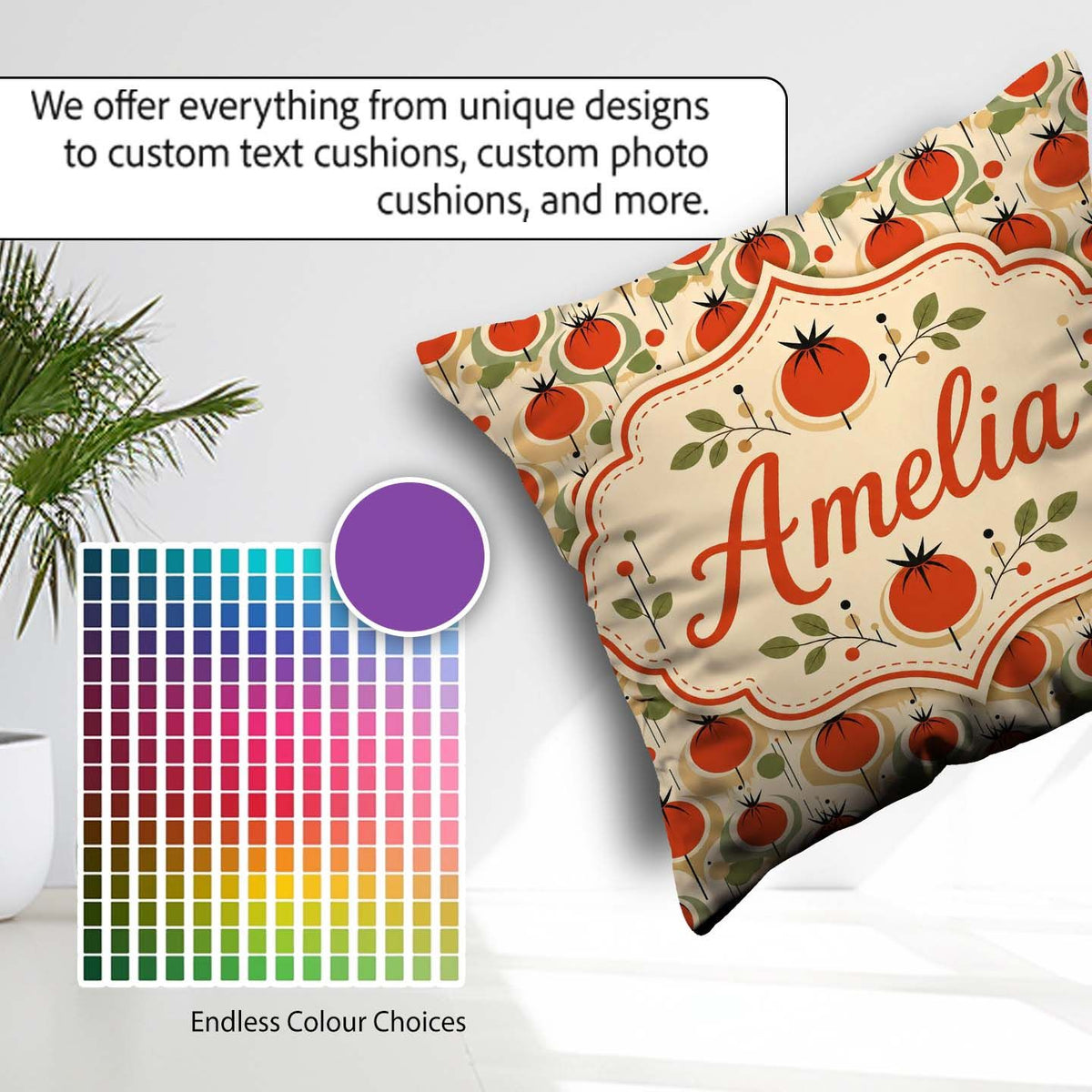 Custom Name Mid Century Modern Circles Abstract Seamless Pattern Square Filled Cushion Throw Pillow Sofa Bed Home Decor Zip Washable UK Made