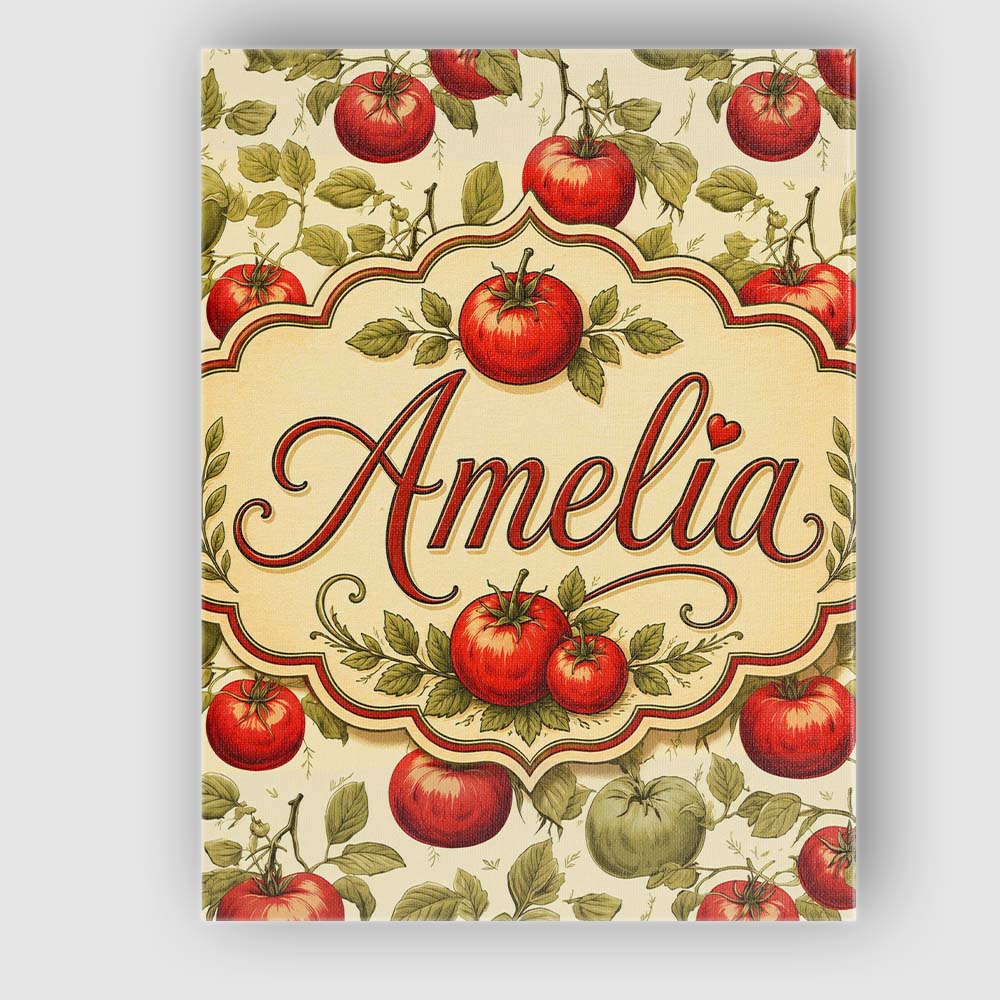 Personalised Name Heirloom Red and Green Custom Unique Gift Idea Elegant Feature Canvas Wall Art Print Decor Picture Ready to Hang