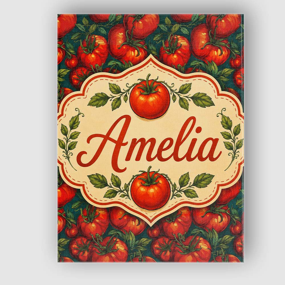 Personalised Name Rich Red Tomatoes on Dark Custom Bespoke Interior Contemporary Canvas Wall Art Print Decor Picture Ready to Hang